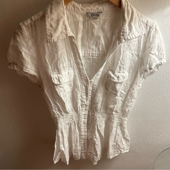 Guess Tops - Guess Short Sleeves Blouse White size L Women